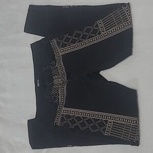 Black Jeans with Tan Geometric Pattern